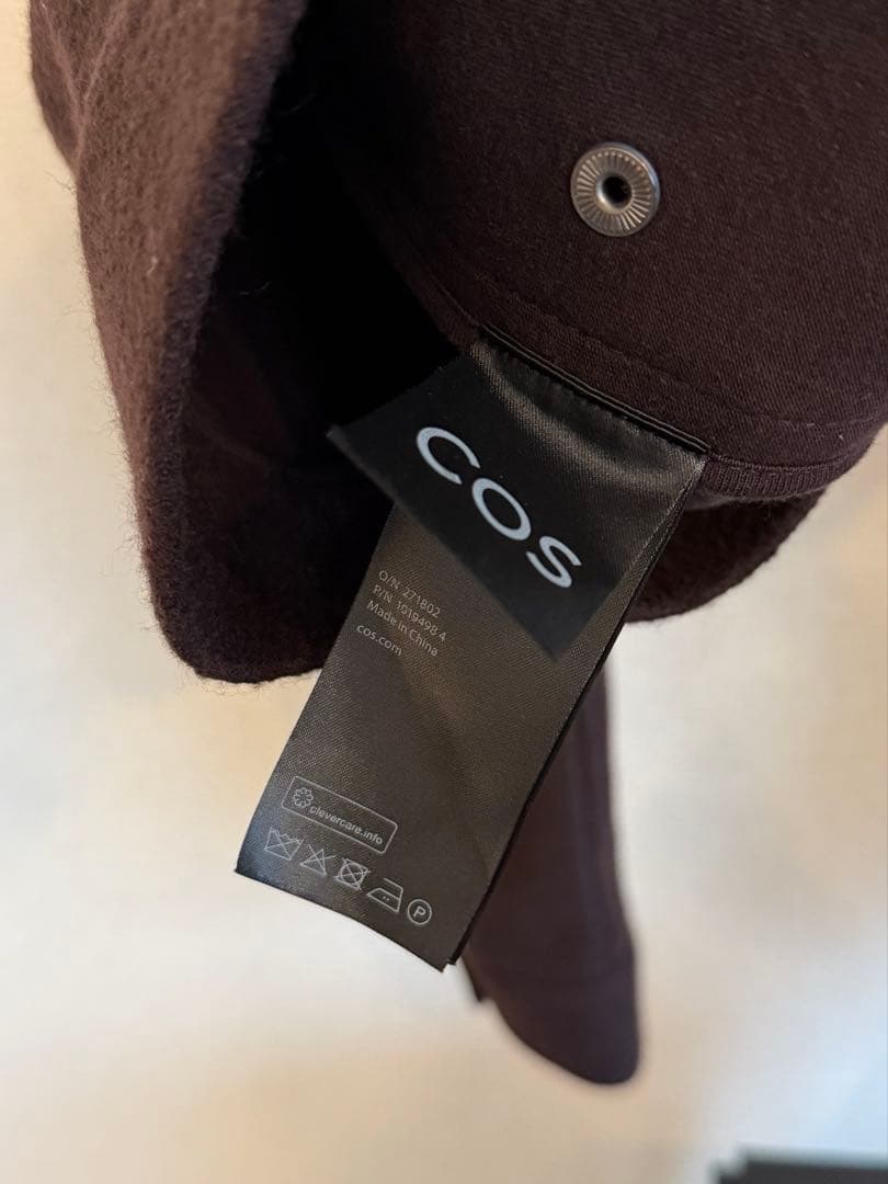 COS メリノウール ハリントンジャケット ブラウン ジップアップブルゾン