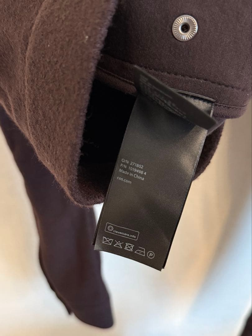 COS メリノウール ハリントンジャケット ブラウン ジップアップブルゾン