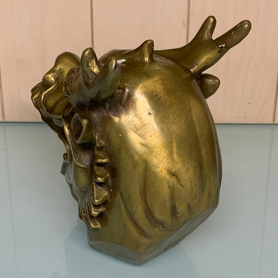 縁起物　文房具　純銅製の龍頭　龍の彫刻　文鎮　置物　時代物　古美術