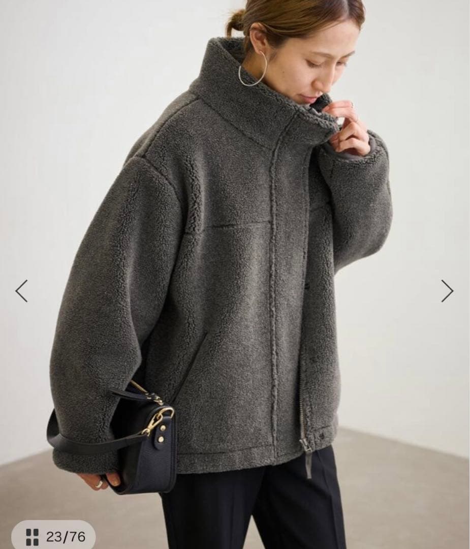 FRAMeWORK ウールボアスタンドブルゾン　グレー　38