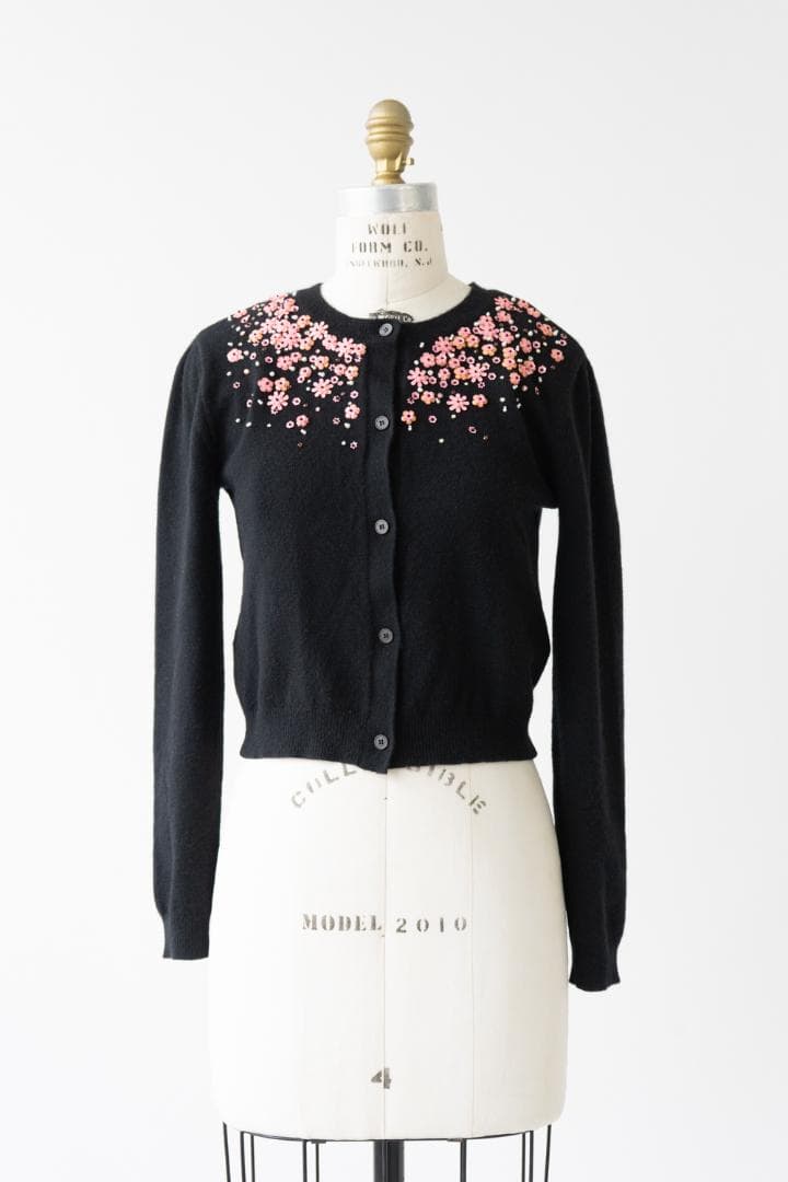 miu miu ミュウミュウ フラワービーズ カシミヤ カーディガン