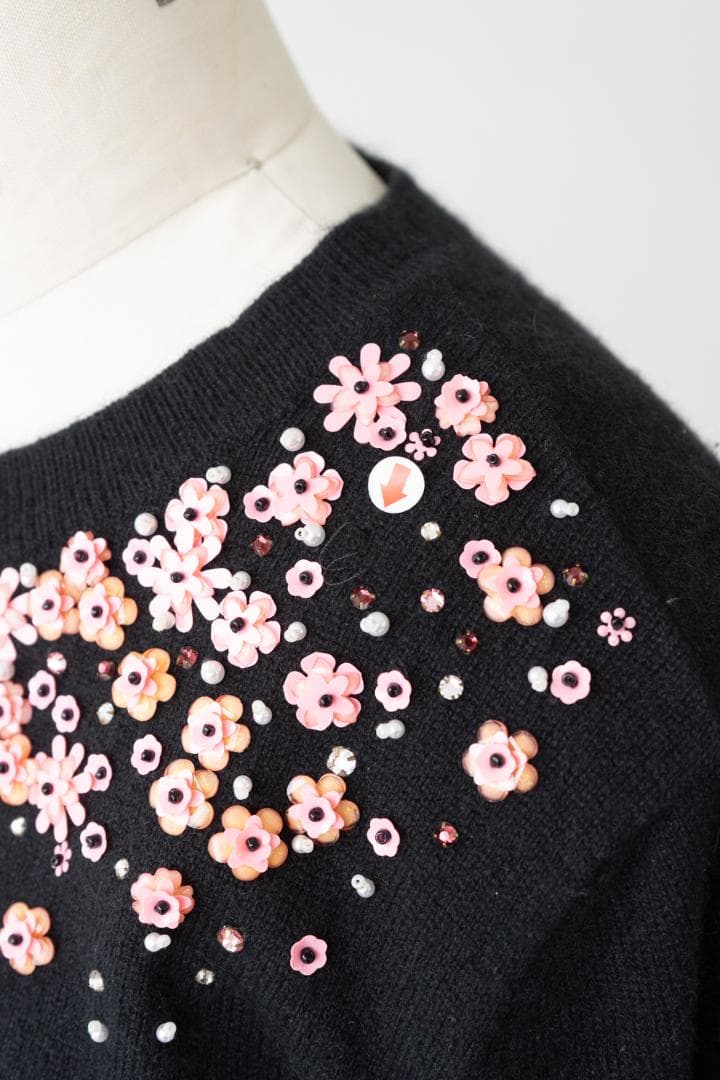 miu miu ミュウミュウ フラワービーズ カシミヤ カーディガン