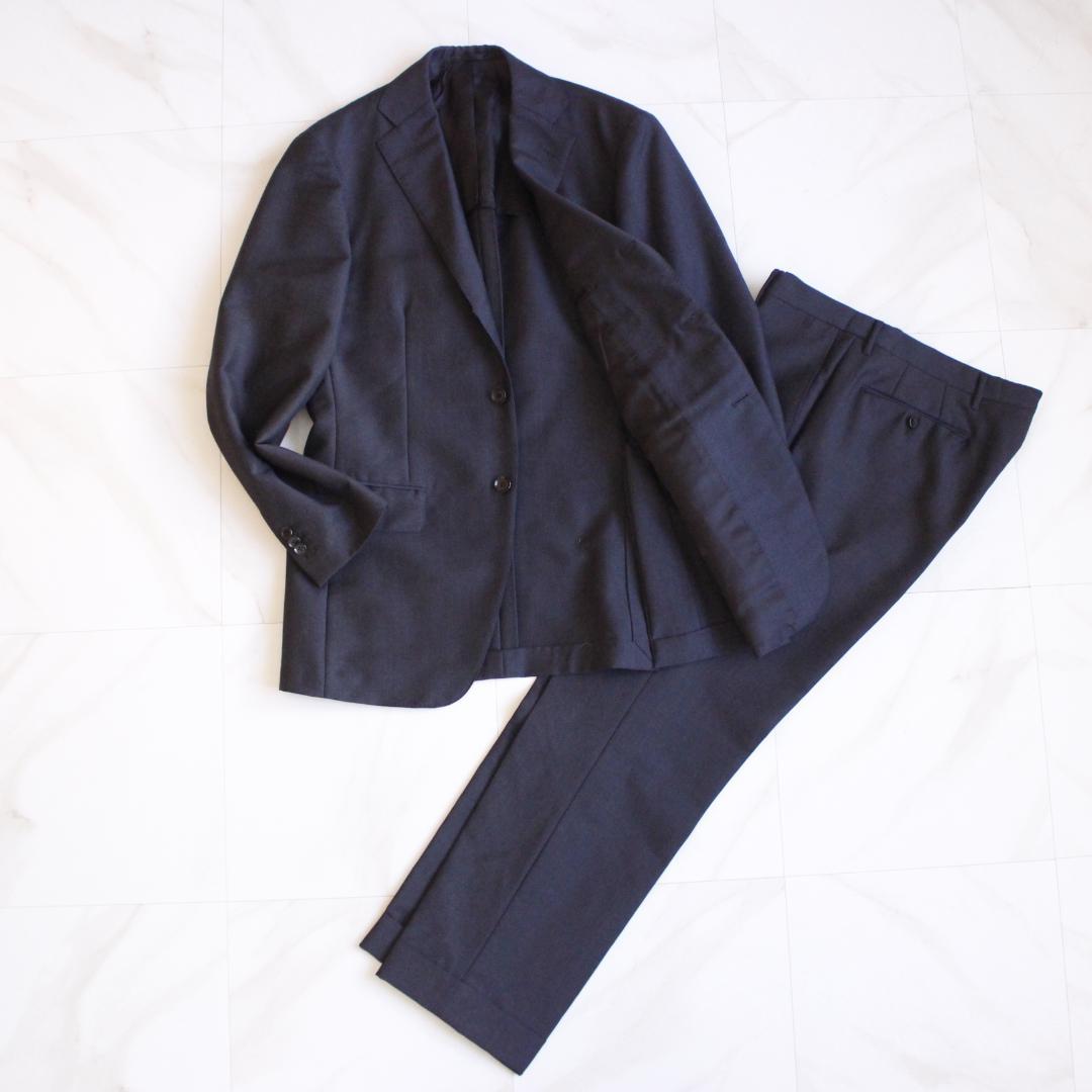 RING JACKET モヘヤ混セットアップスーツ Mサイズ ネイビー 本切羽