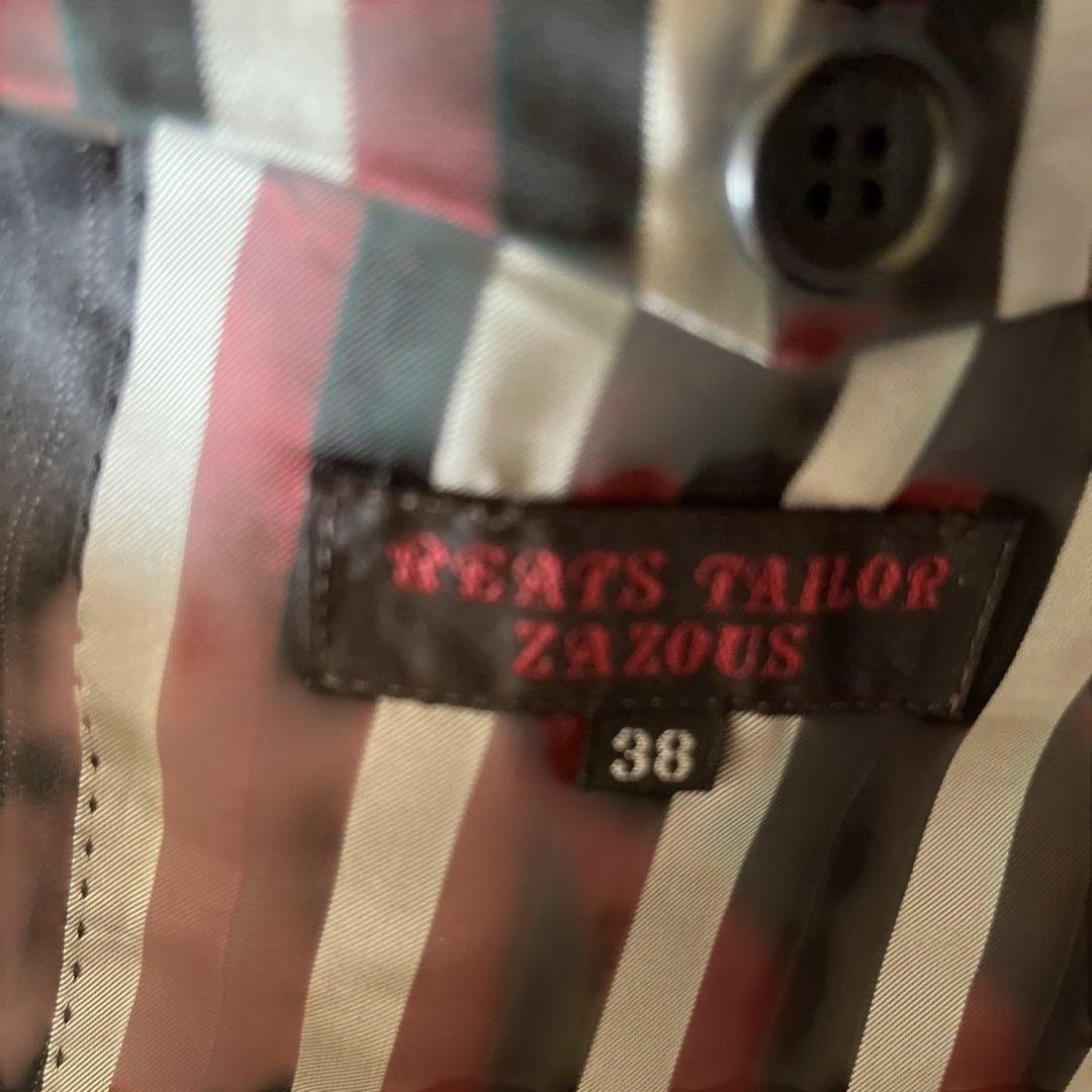 黒ストライプ ベルベット襟 テーラードジャケット