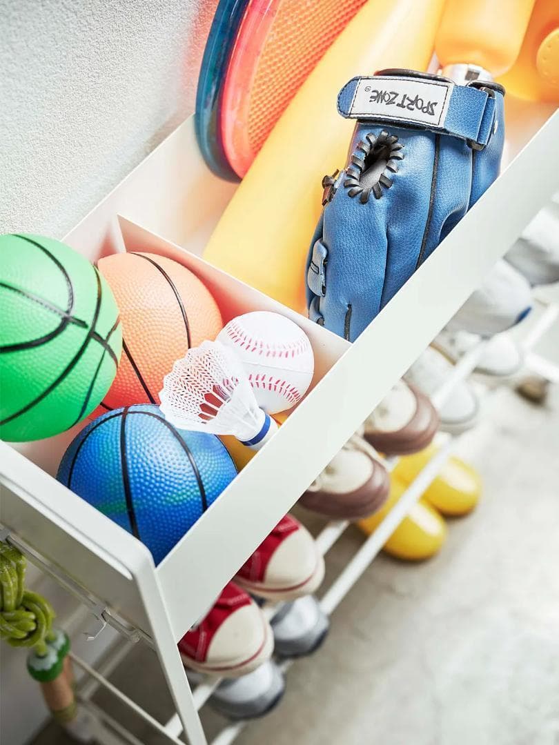 山崎実業 tower キャスター付き 玄関収納ラック タワー ホワイト おしゃれ