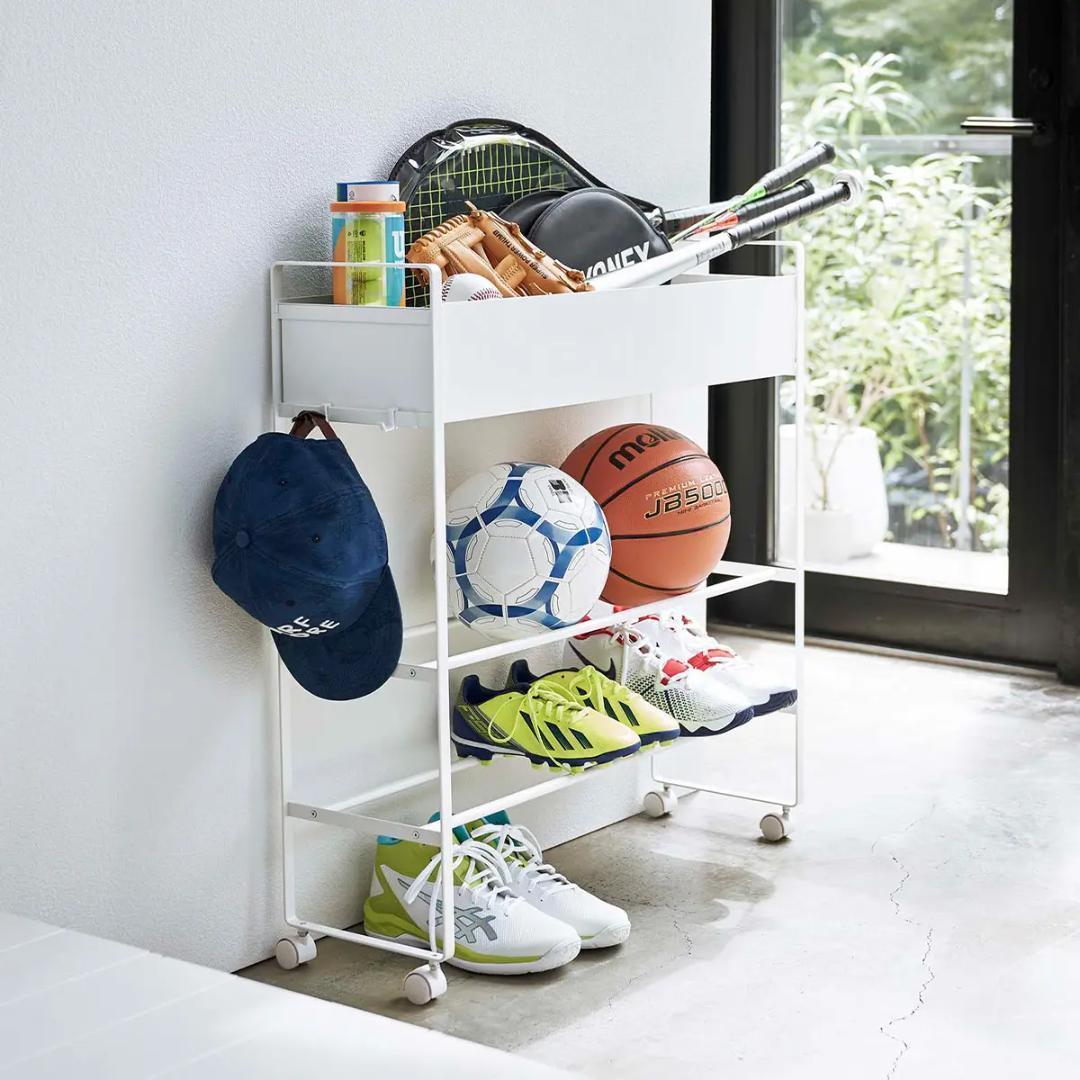 山崎実業 tower キャスター付き 玄関収納ラック タワー ホワイト おしゃれ