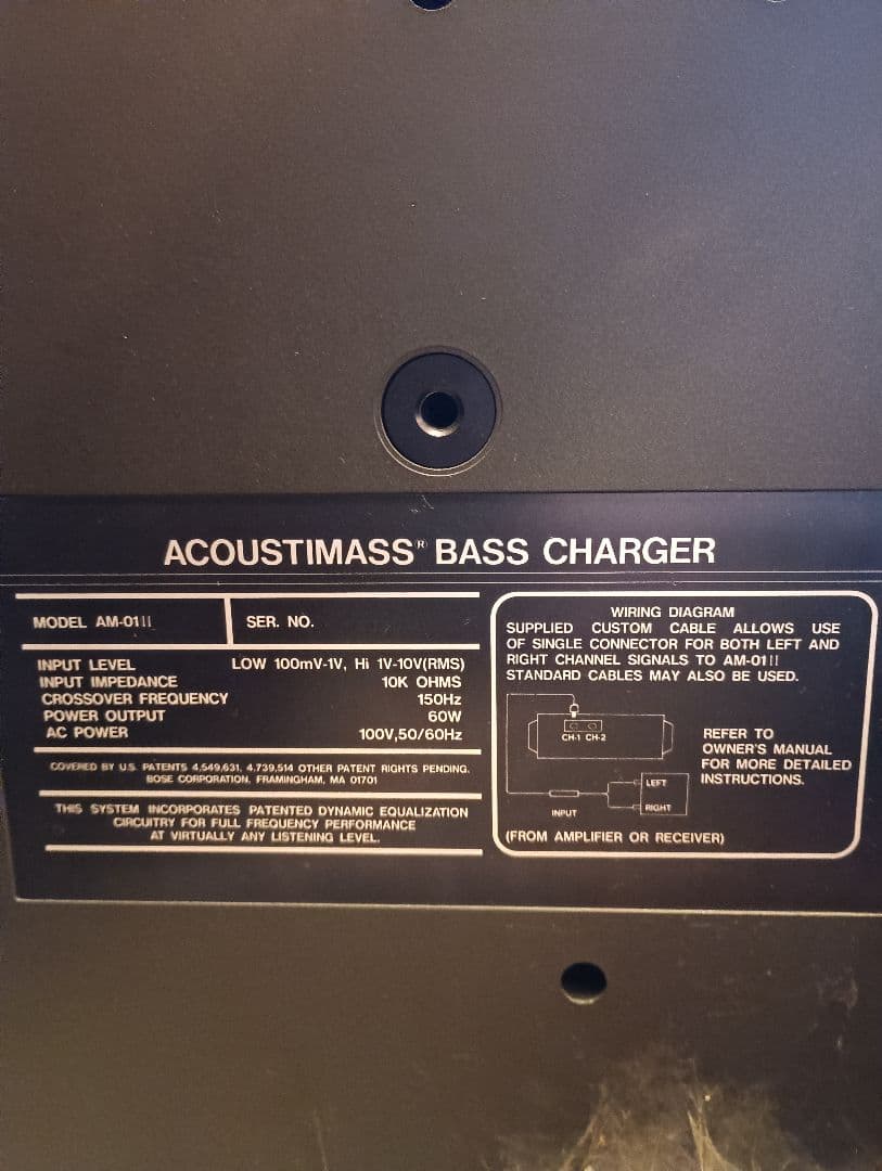 スピーカー・ウーファー BOSE ACOUSTIMASS BASS CHARGER AM-011