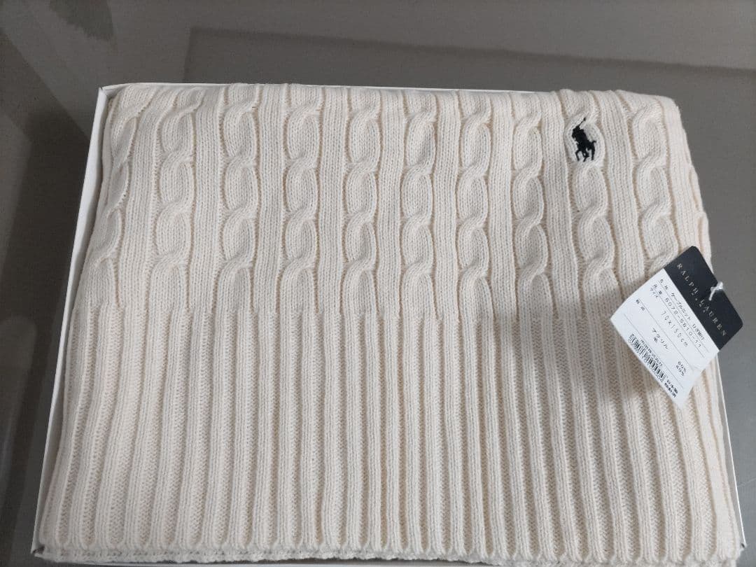 【日本製】ケーブルニットひざ掛け 70×150cm ラルフローレン ひざ掛け