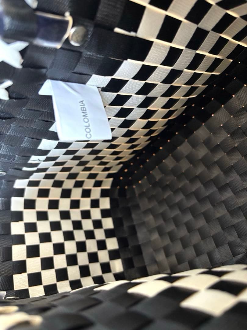 【美品】マルニ かごバッグ ブラック×ホワイト(保存袋付)