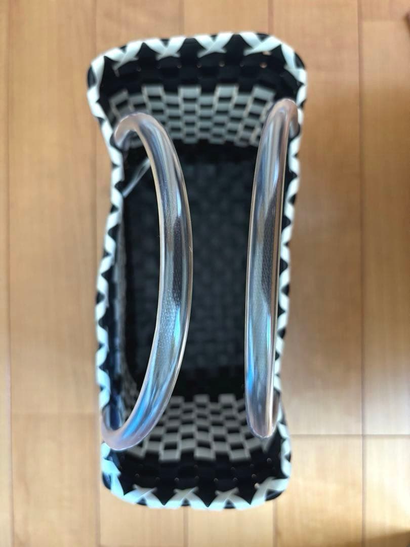 【美品】マルニ かごバッグ ブラック×ホワイト(保存袋付)