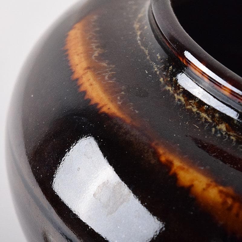 茶道具　桶谷定一作　大海茶入　仕覆付　共箱　C　7882