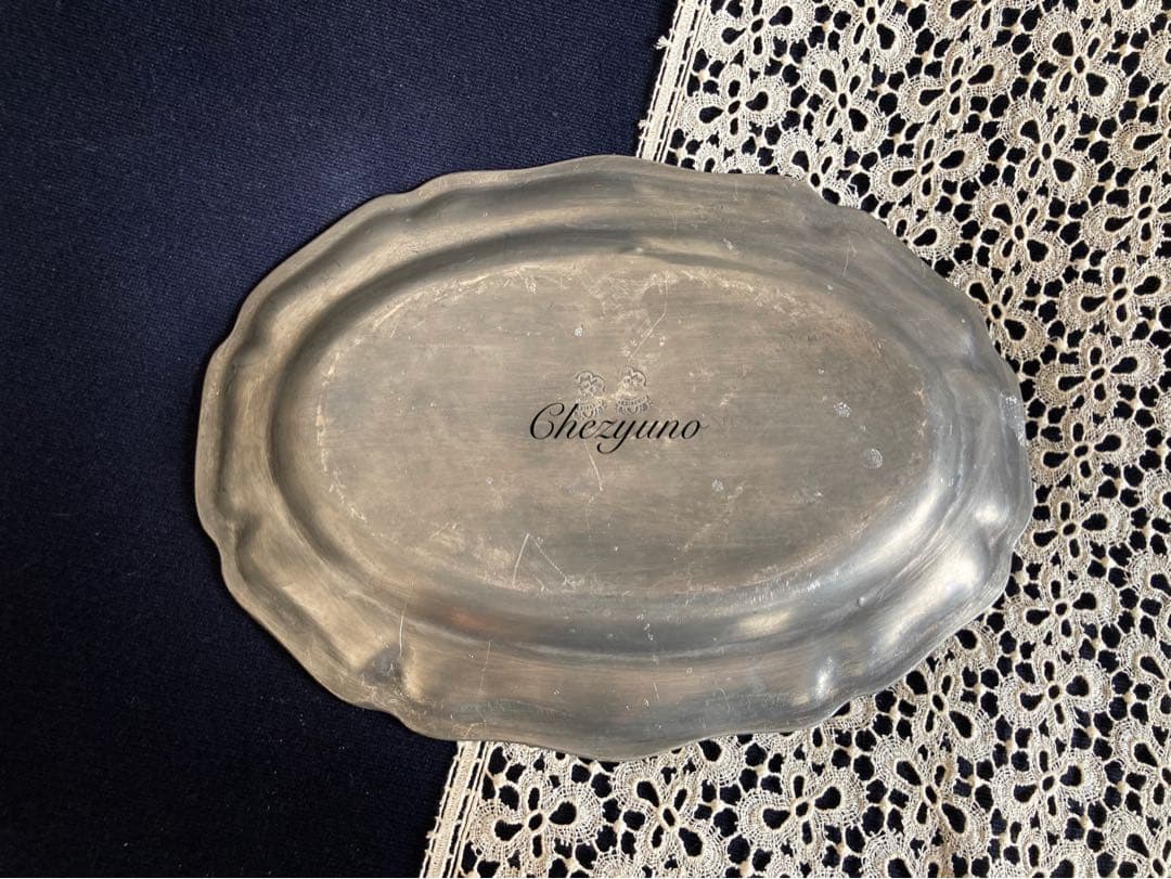 エタン ピューター オバールプレート フランスアンティーク