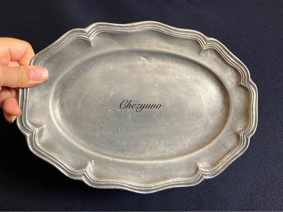 エタン ピューター オバールプレート フランスアンティーク