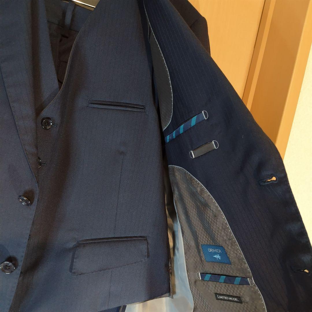 ORIHICA ３ピース スーツ セットアップ ネイビー ストライプ 94AB4
