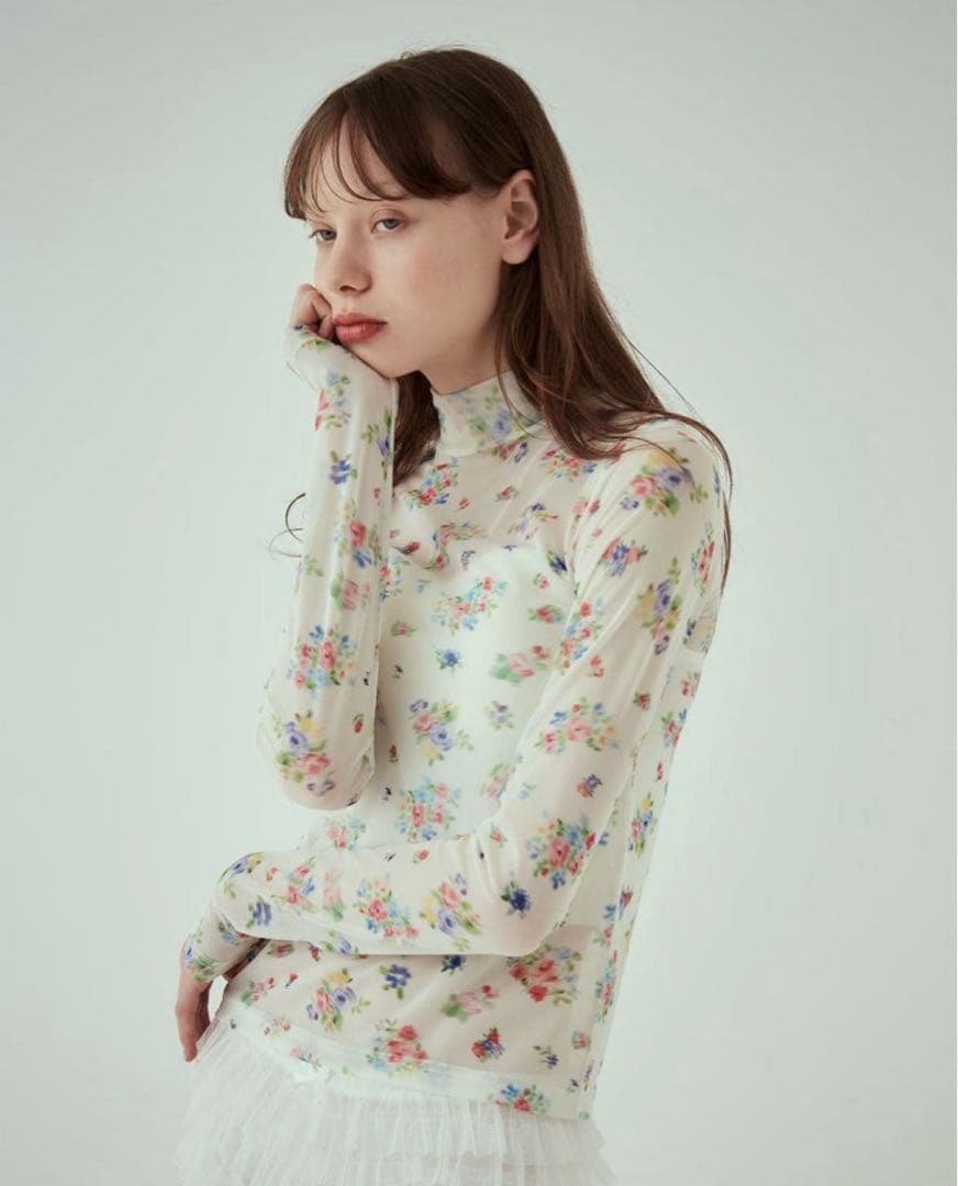 poppy アサギーニョ シースルー 小花柄トップス インナー tシャツ