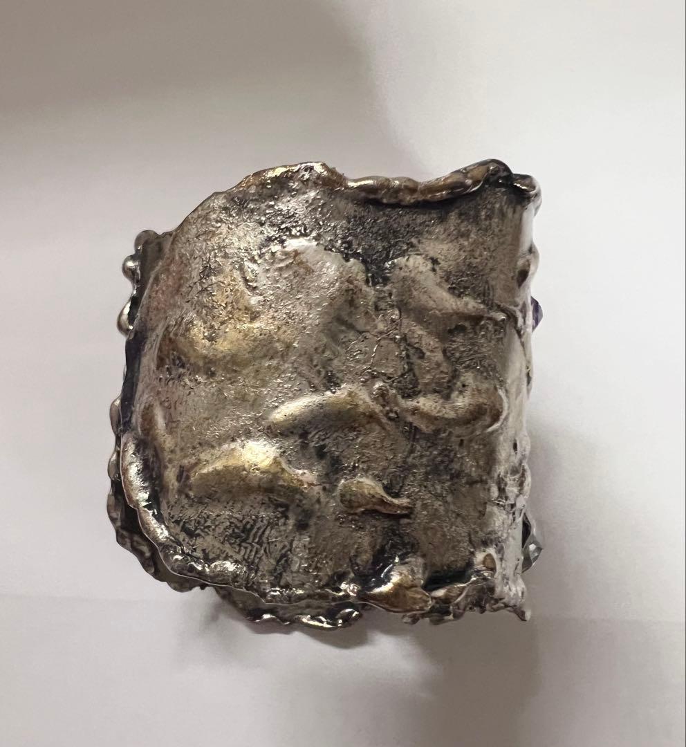 彫金　アメジスト　バングル　ブレスレット