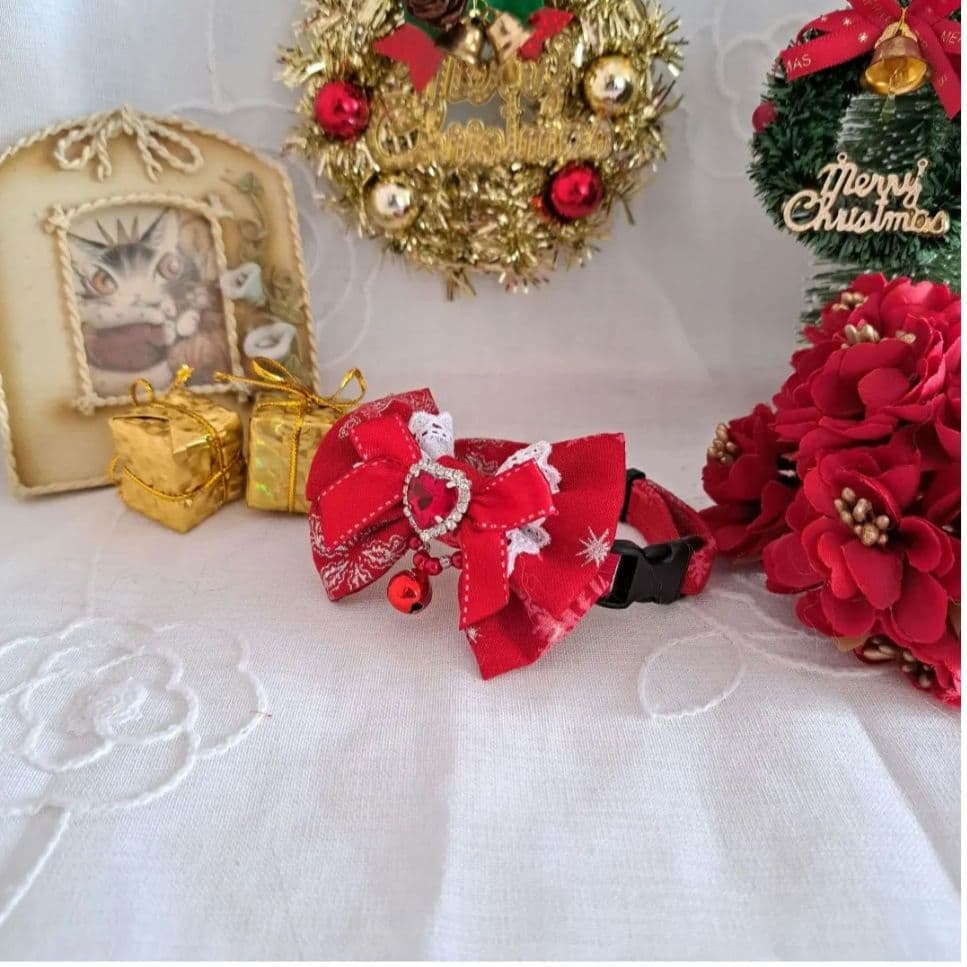 プッチ、クリスマスシリーズ(赤くまさん)わんちゃん猫ちゃん用首輪