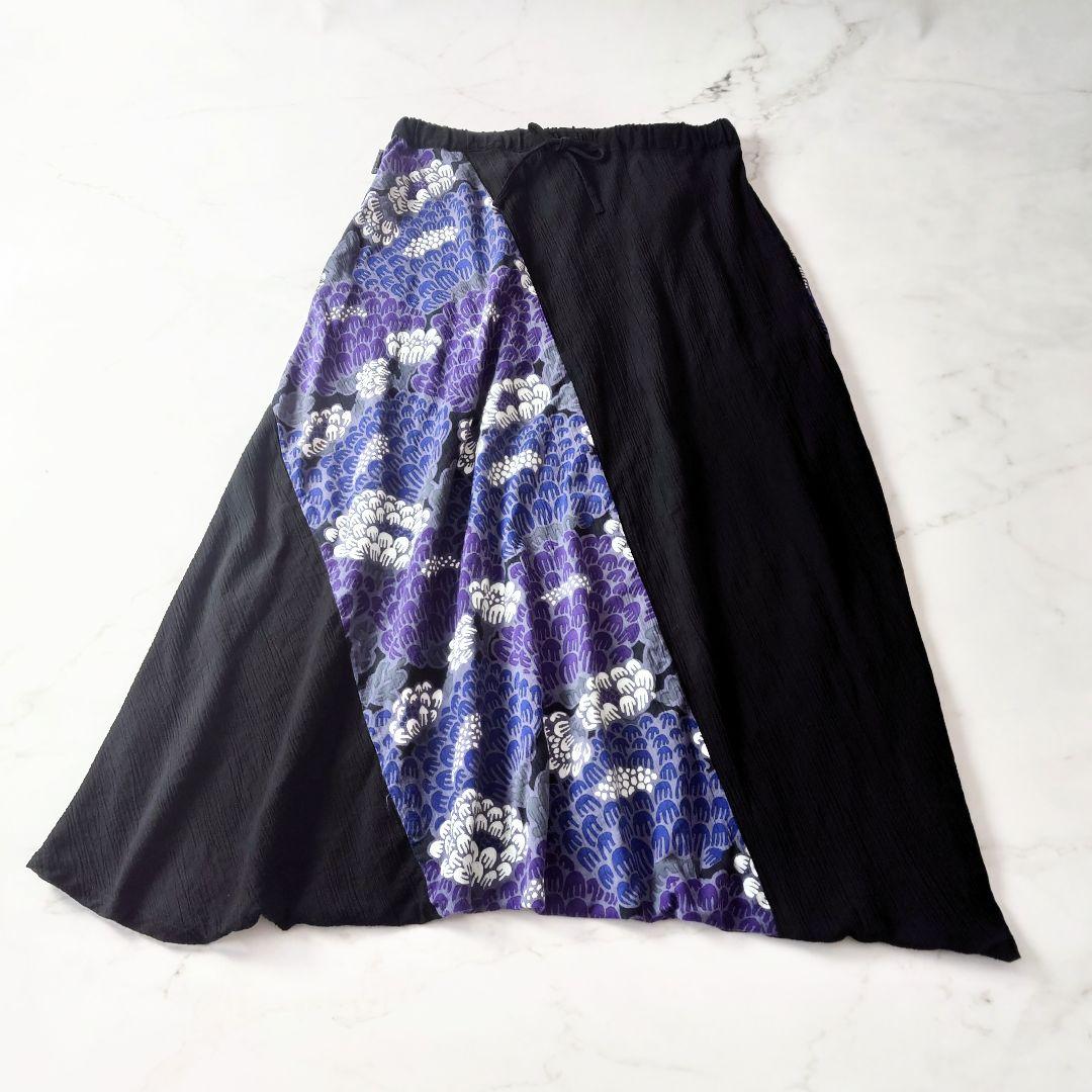 ★j SOU・SOU サルエルパンツ 和柄 黒 紫 ワイド ユニセックス 京風
