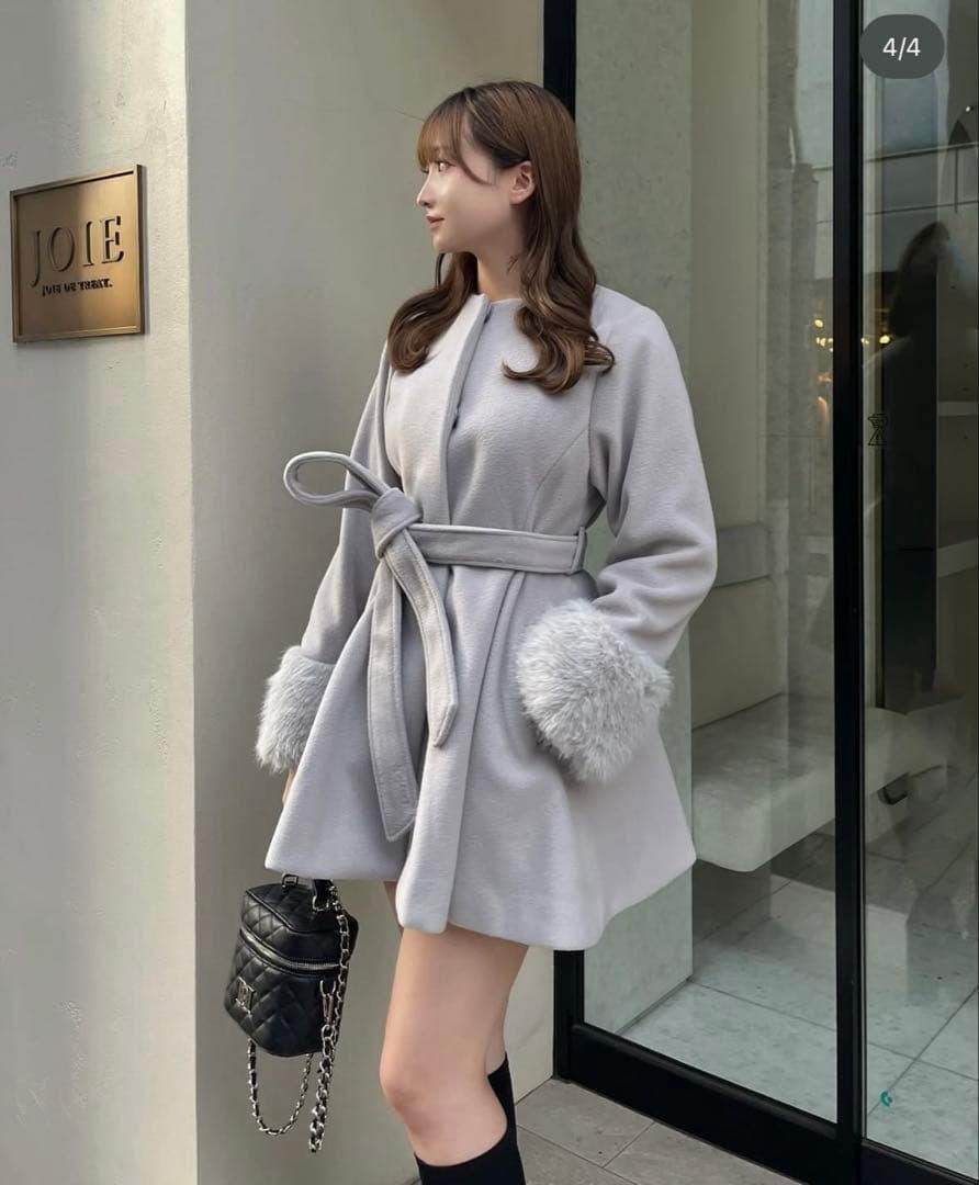 Darich ウエストベルト メルトンコート FL グレー ファー付き 美品