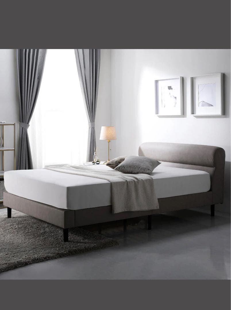 ラシク　RASIK レザー調ベッド 『ノビリス』 グレージュ　ダブル