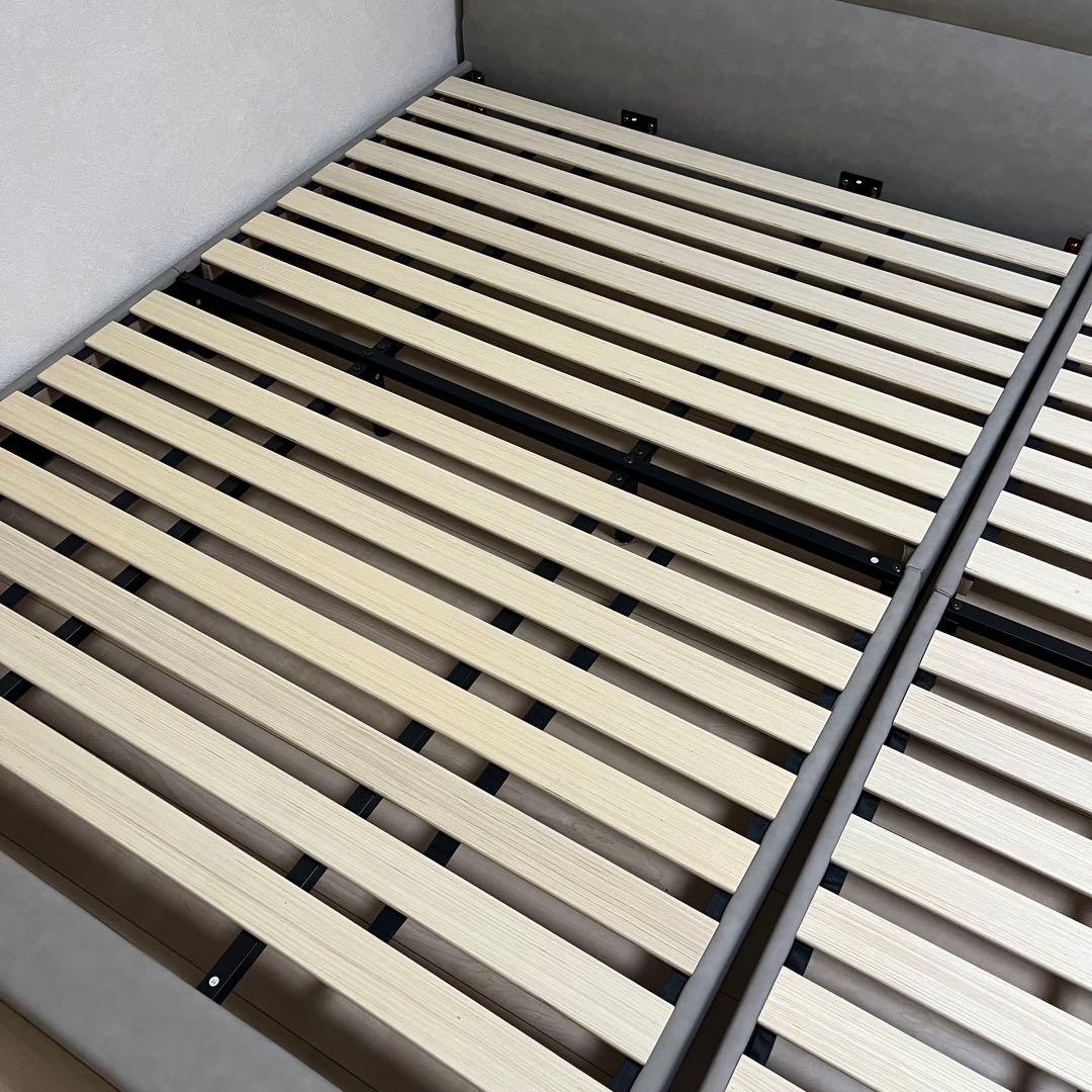 ラシク　RASIK レザー調ベッド 『ノビリス』 グレージュ　ダブル