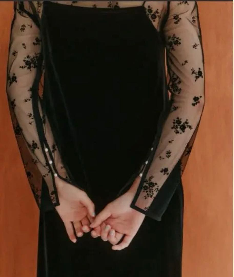 kaene フロッキーベロア2wayドレス　サイズ34