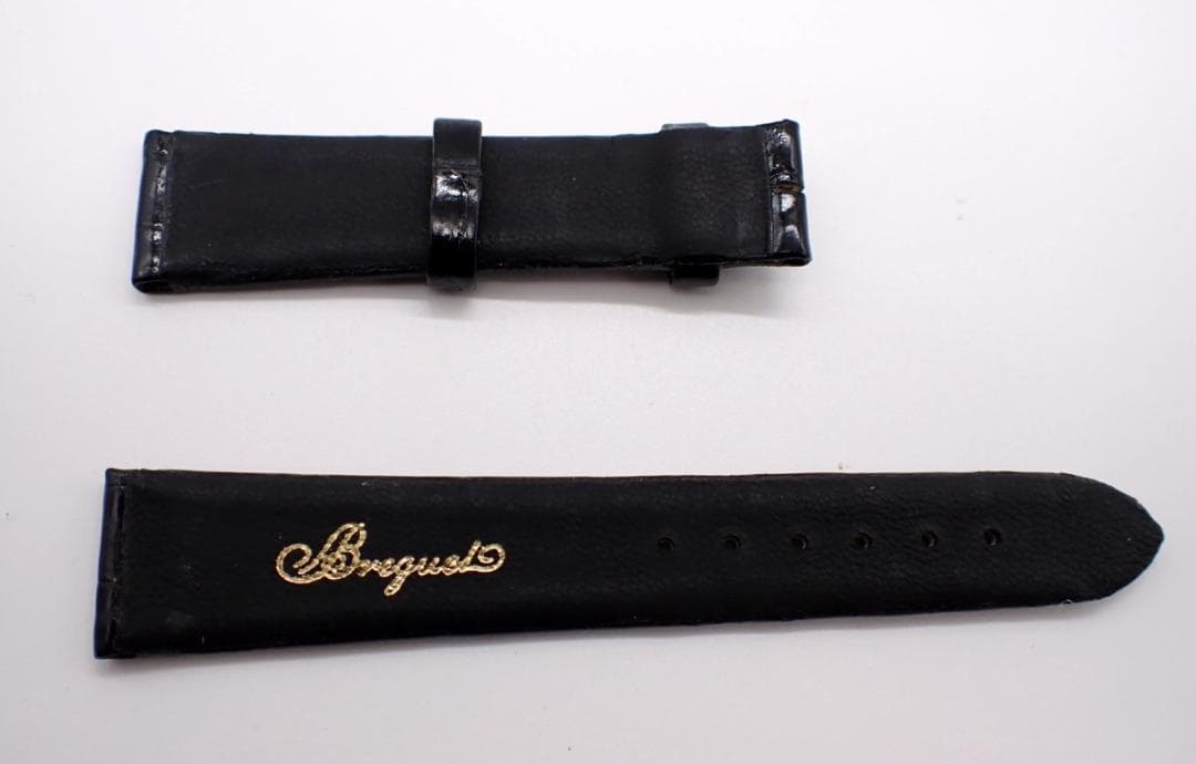 Breguet 19mm-16mmクロコダイルレザー 時計ベルト 黒艶あり