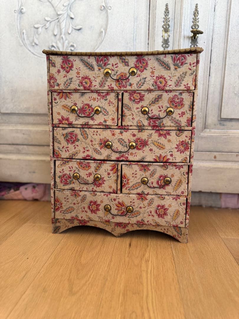 フランスアンティークカルトナージュドゥロワー花柄引き出し抽斗