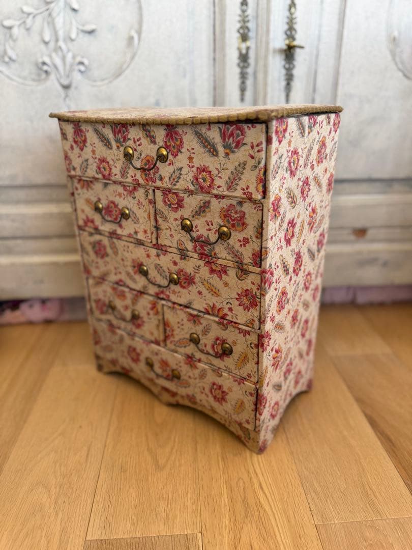 フランスアンティークカルトナージュドゥロワー花柄引き出し抽斗