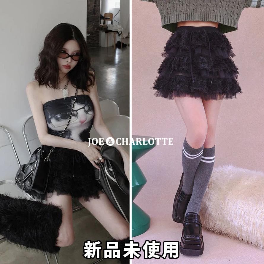 ダーリッチ darich ミックスレースフリルミニスカート ブラック FREE