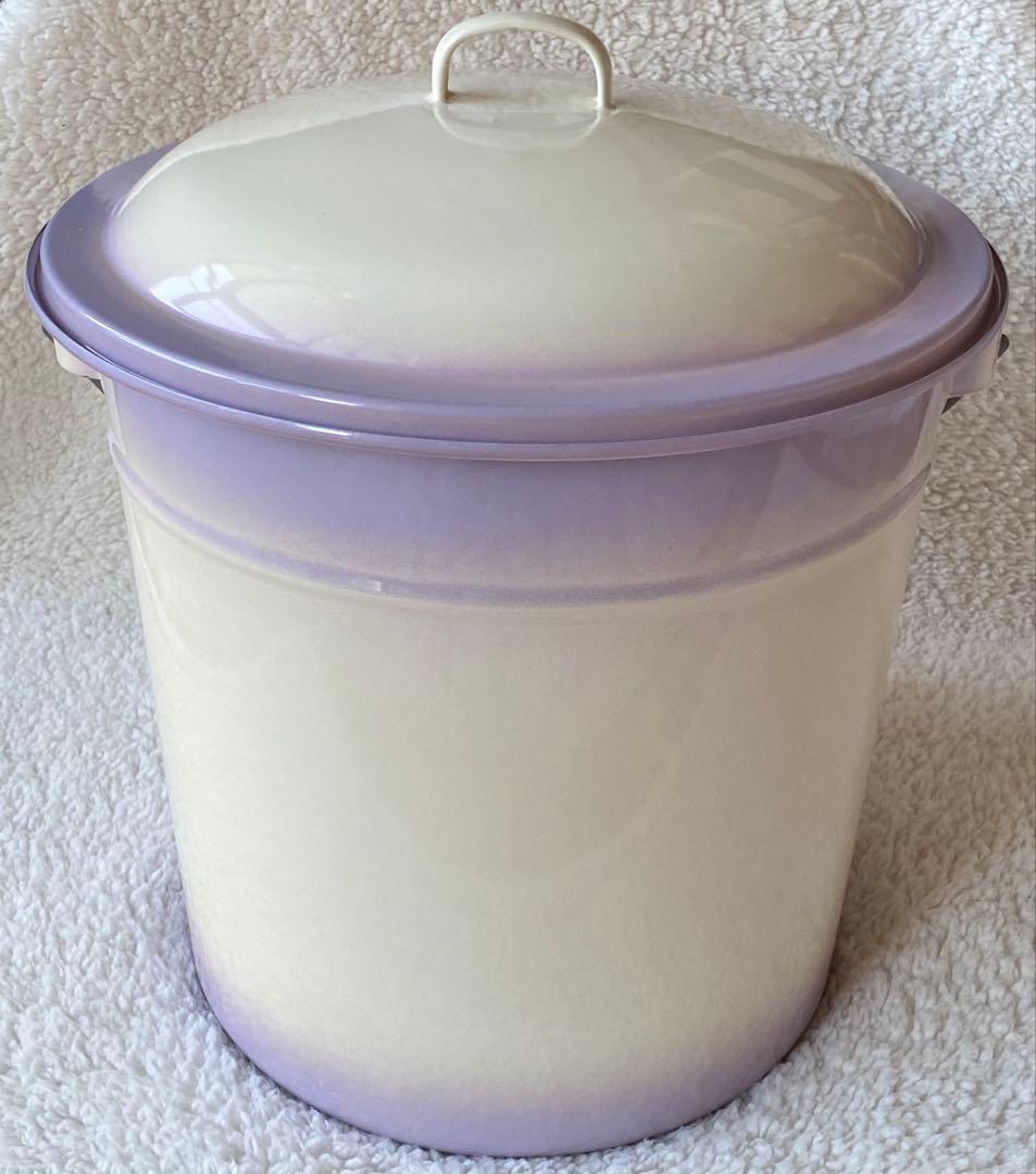 ☘️イマン☘️ ビビアン　パープル　ホーロー製蓋付き特大バケツ　ストッカー