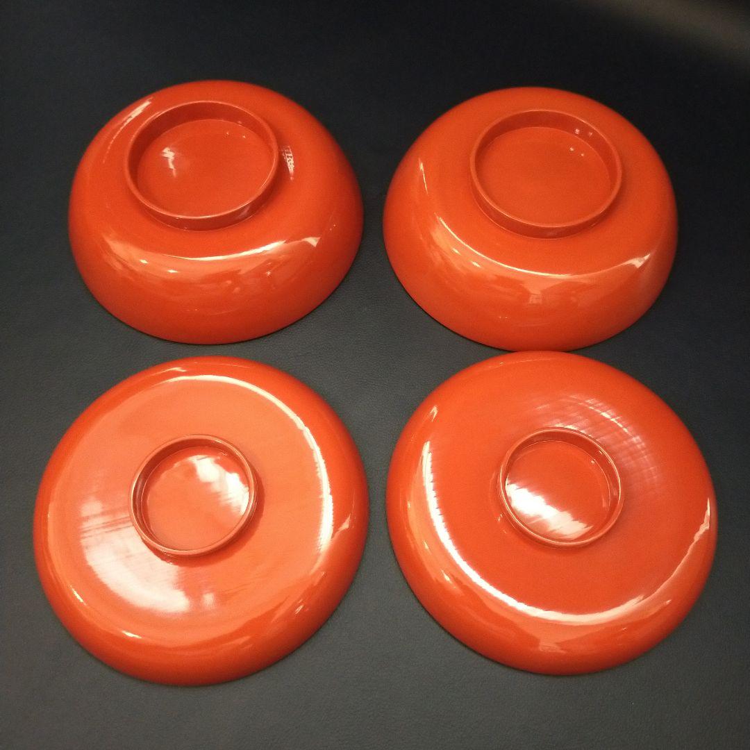 朱漆塗 見返し 総沈金 菊花紋詰 蓋付き 菓子椀 吸物椀 懐石椀 3客