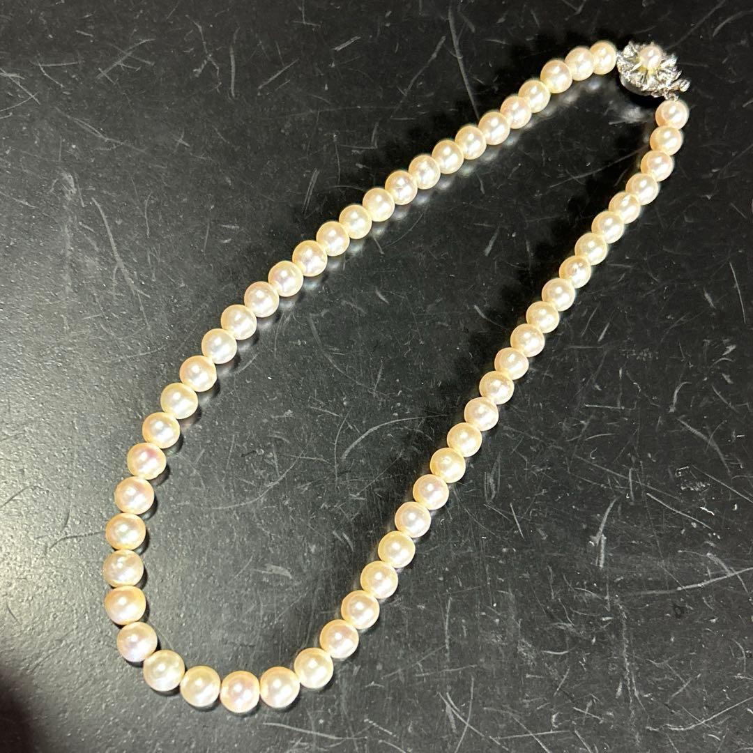 未使用❗️テリ巻き良品本真珠ネックレス7.5〜8.0mm
