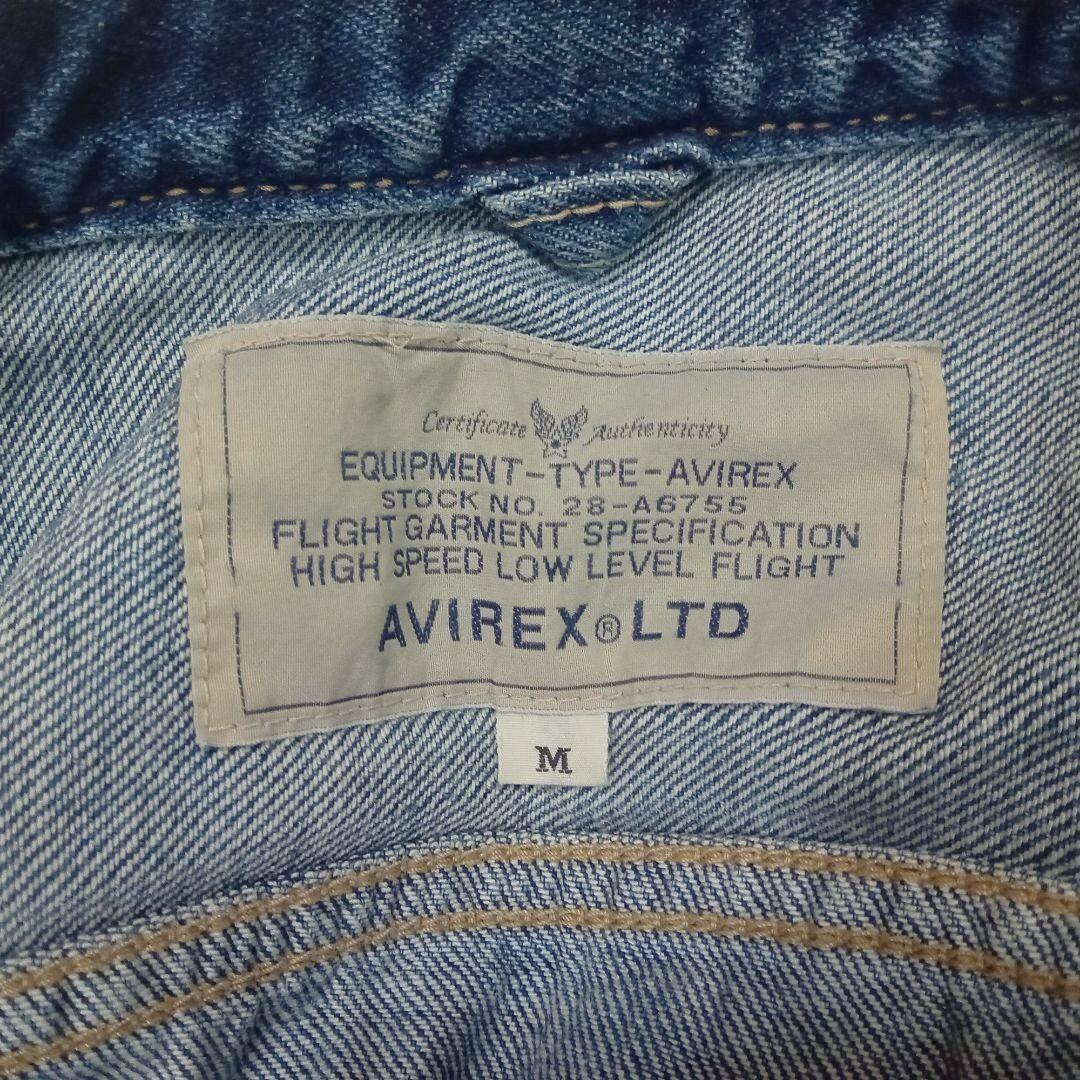 良品 AVIREX アヴィレックス 半袖 デニム オールインワン つなぎ M