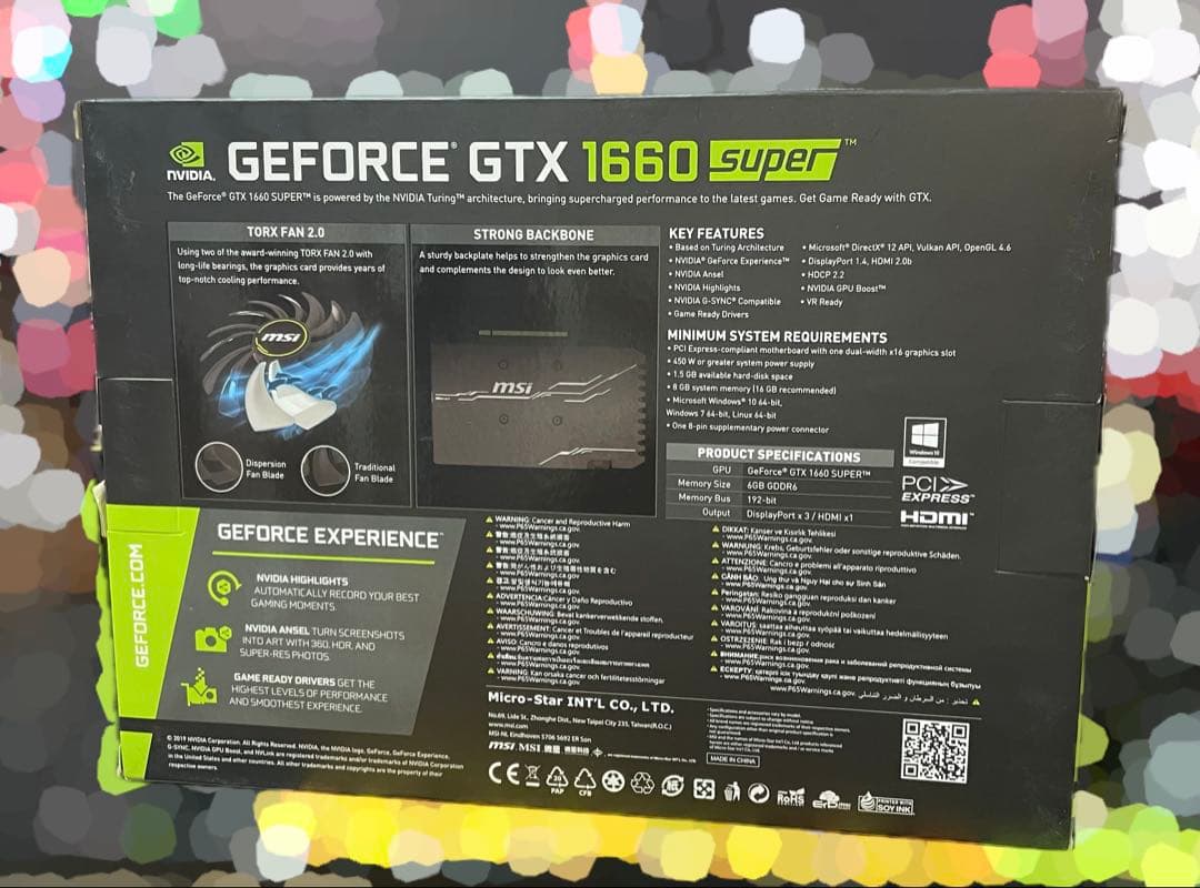 グラフィックボード・グラボ・ビデオカード msi geforce gtx 1660 super ventus xs oc