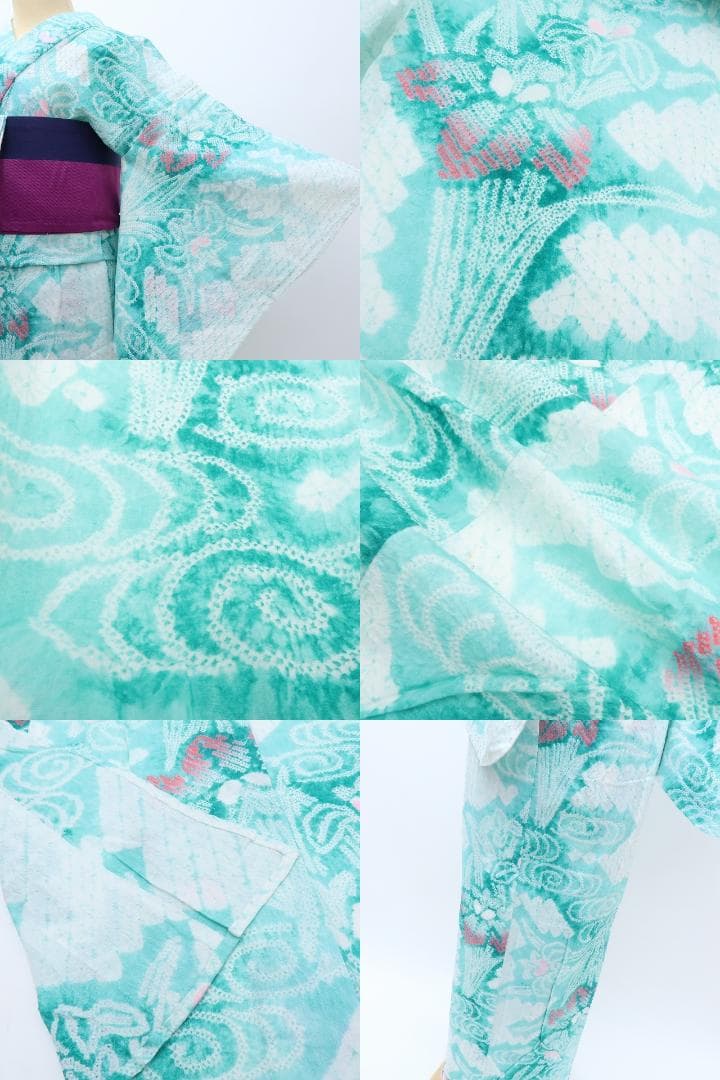 専用Y3490◆有松鳴海絞り 手縫い仕立て 菖蒲 高級浴衣 洗える夏着物