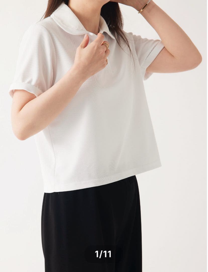 新品タグ付き　cccmalie シーマリー　スカラップポロシャツ　ホワイト　38