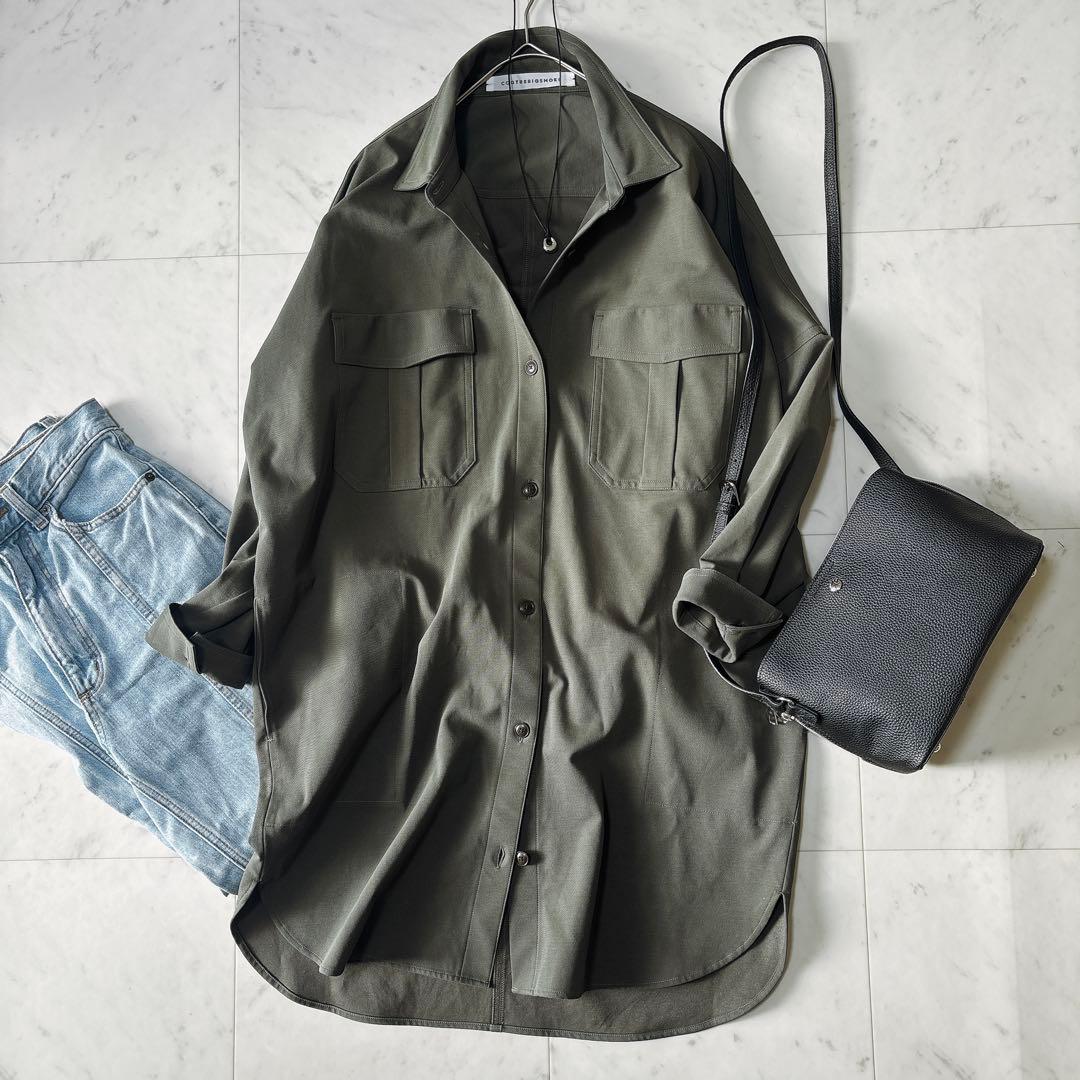 極美品 コグザビックスモーク ゆったり サファリシャツ ロングシャツ コクーン