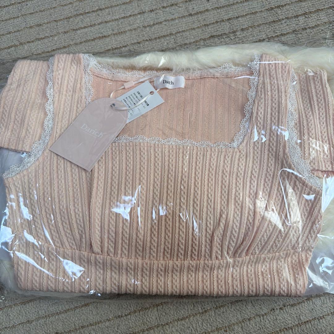 darich ケーブルニットソーセットミニワンピース　ピンク