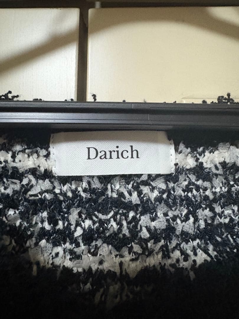 Darich ダーリッチ　ボリュームフリルツイードニットミニワンピース　ブラック