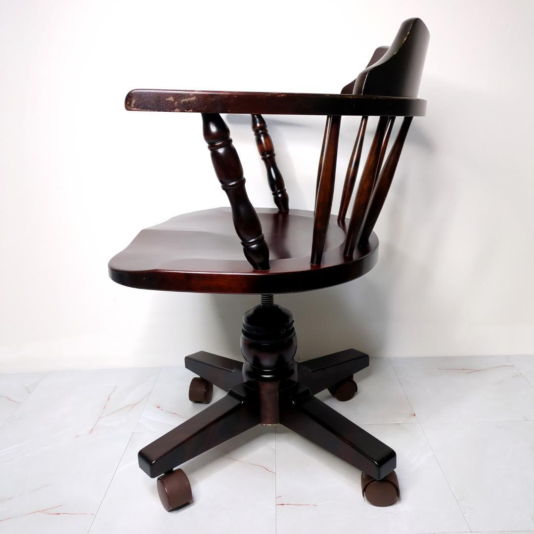 北海道民芸家具 デスクチェア キャプテンチェア キャスター付 椅子 樺 無垢材