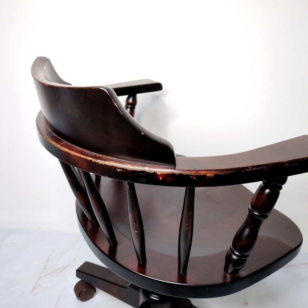 北海道民芸家具 デスクチェア キャプテンチェア キャスター付 椅子 樺 無垢材