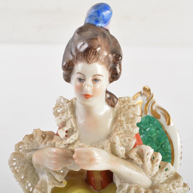 専用フォルクシュテットなど　フィギュリン陶人形レースドール　2点　C　R7068