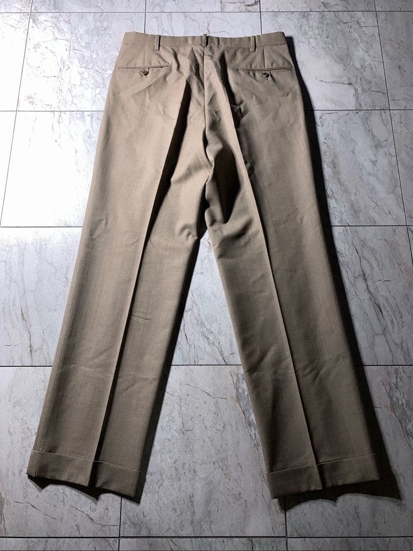 90s ラルフローレン 2タック ウール ワイド スラックス 茶色 ベージュ