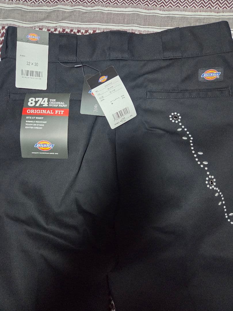 黒W32 ディッキーズ 874 スタッズカスタムキムタク木村拓哉HTC パンツ