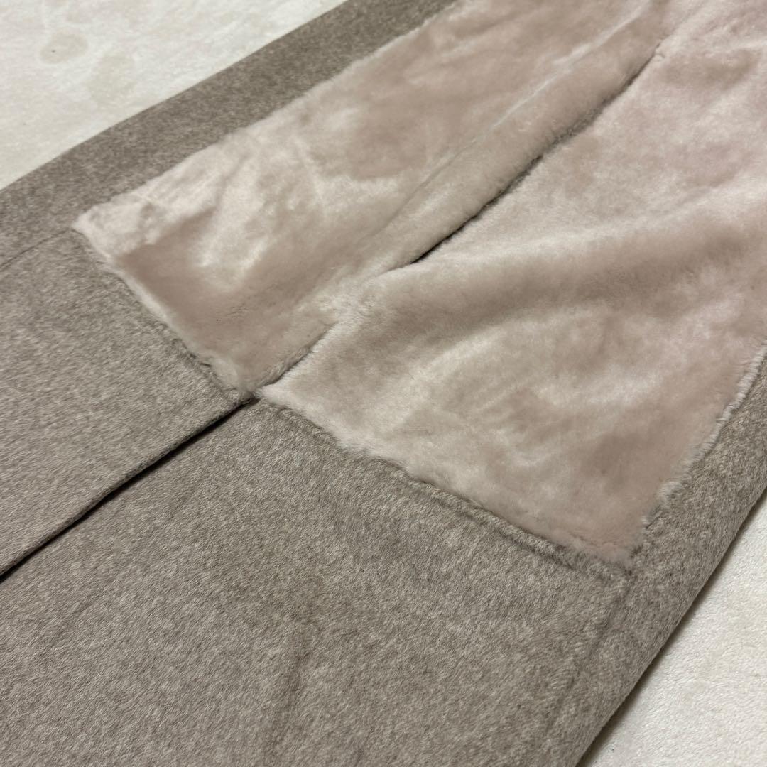 美品　ソブ　ロングベスト　ラムレザームートンレザー　ウール　ベージュ　38 M