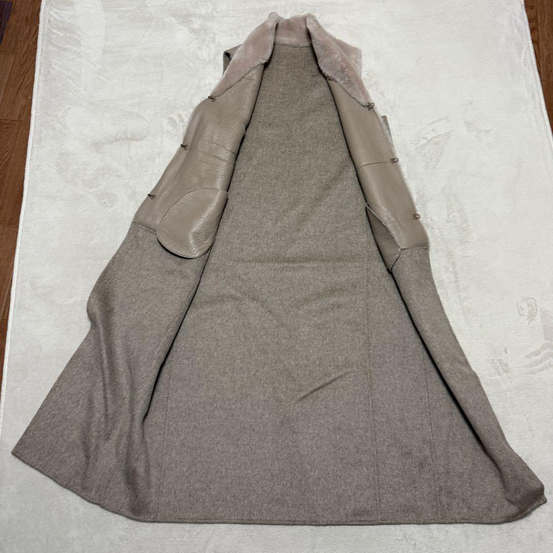美品　ソブ　ロングベスト　ラムレザームートンレザー　ウール　ベージュ　38 M