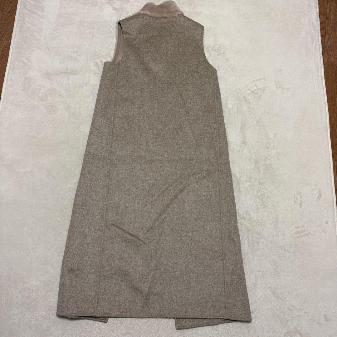 美品　ソブ　ロングベスト　ラムレザームートンレザー　ウール　ベージュ　38 M