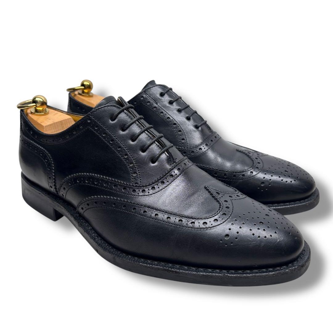 美品■REGAL【25.5】ウィングチップ 本革 革靴 ブラック フルブローグ
