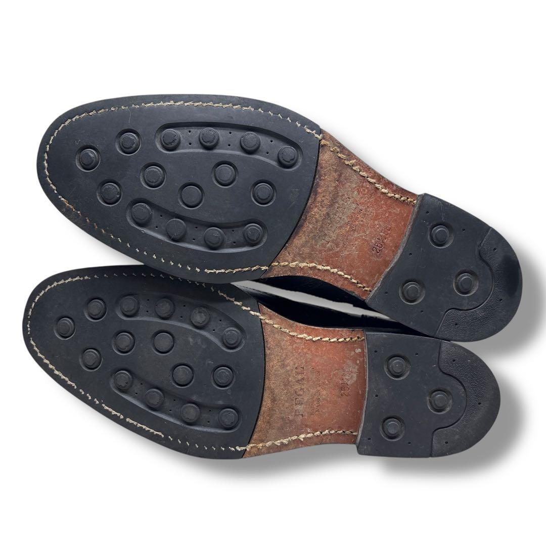 美品■REGAL【25.5】ウィングチップ 本革 革靴 ブラック フルブローグ